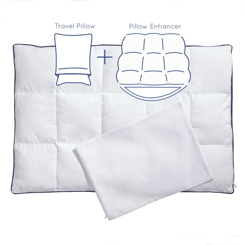 White Hypoallergenic Nylon Travel Pillow and Enhancer