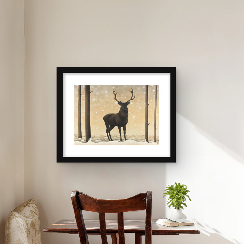 Chevreuil en hiver - reproduction matte encadrée pour la décoration intérieure