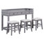 Table de salle à manger 4 pièces avec 3 tiroirs et 3 chaises-832883866-832883871