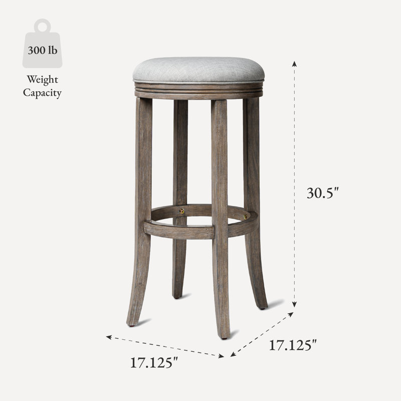 Maven Lane Eva Stool with Fabric Upholstery, Bar Stool (31" Seat Height), Reclaimed Oak