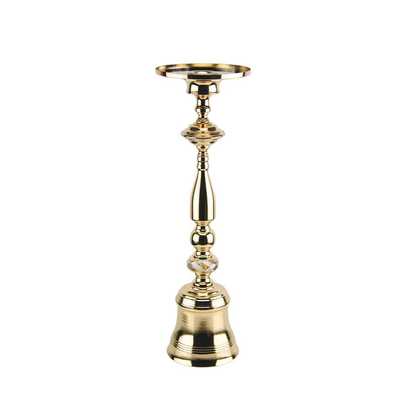 Metal Tabletop Candlestick, 20" H x 6.5" W x 6.5" D, Gold