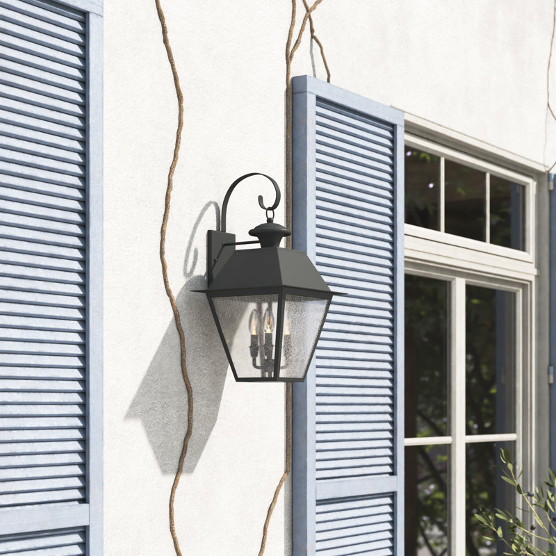 Lanterne murale d'extérieur en verre sablé à 22 ampoules H Arnetria, Noir