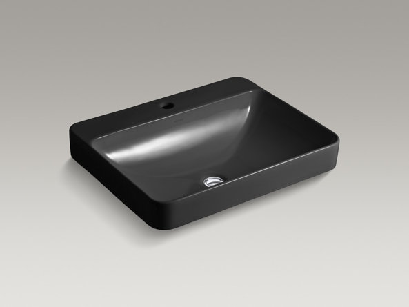 Vox® Vitreous China Rectangular Vessel Bathroom Sink with Overflow