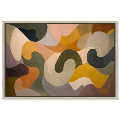 Tan Curves II Framed Canvas Print Abstract Wall Art by Art Remedy, Natural Oak Frame, 45 x 30