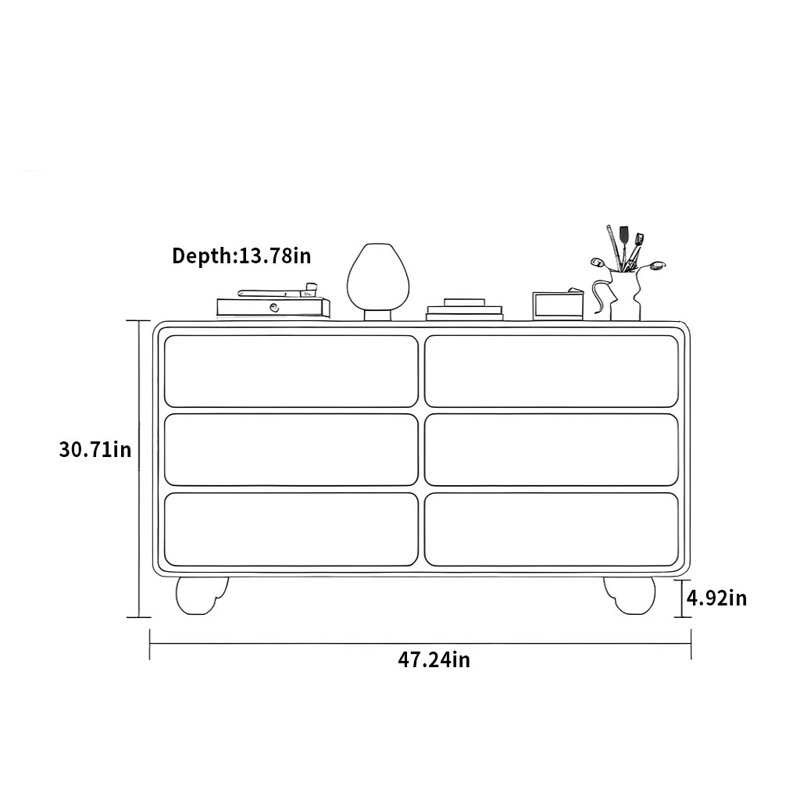 Buffet rétro français et à la mode, H 30,71 po x l 47,24 po x P 13,78 po, Noir / blanc cassé