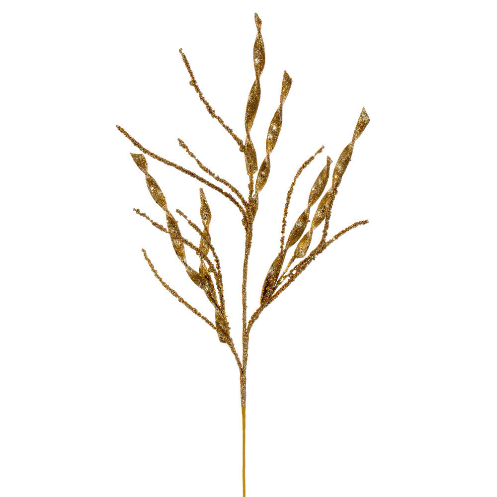 Wavy Glitter Floral Stems, Gold