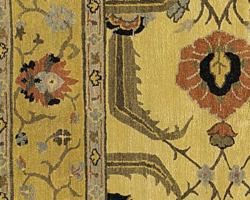 Kilkenny Wool Oriental Area Rug in Beige/Gold, Rectangle 3' x 5'