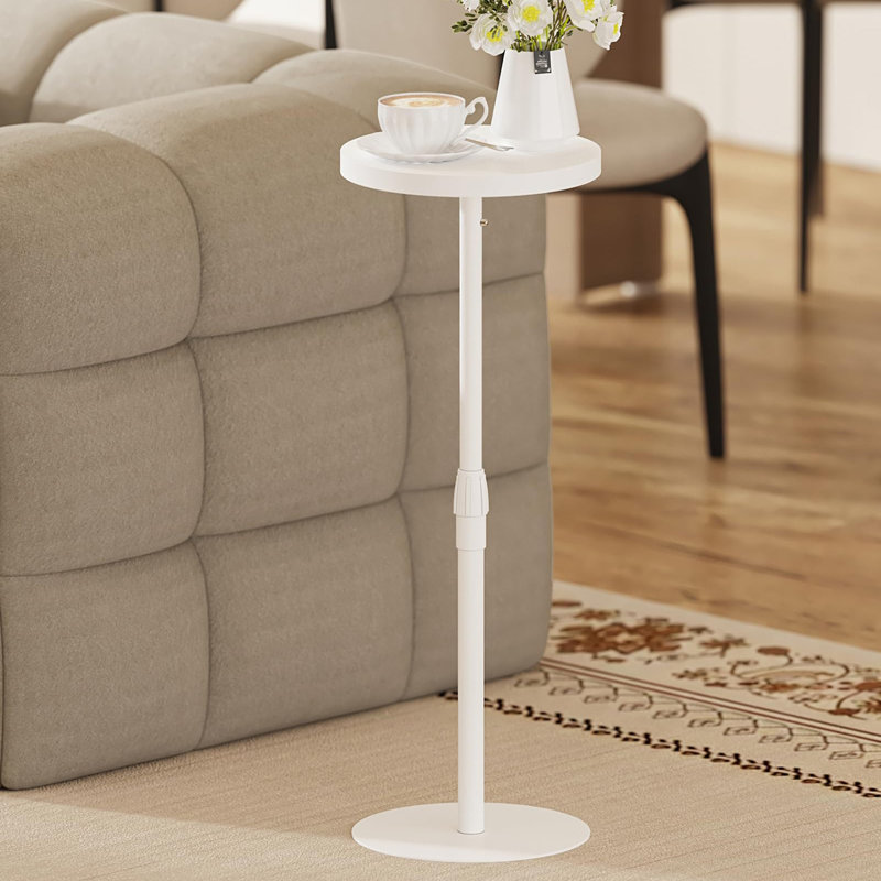 Table d'appoint ronde 27,5 "H, petite table basse d'appoint, Blanc, Blanc, Blanc