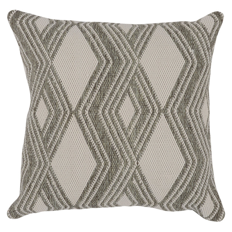 Gray Geometric Handwoven 22" Indoor/Outdoor Throw Pillow