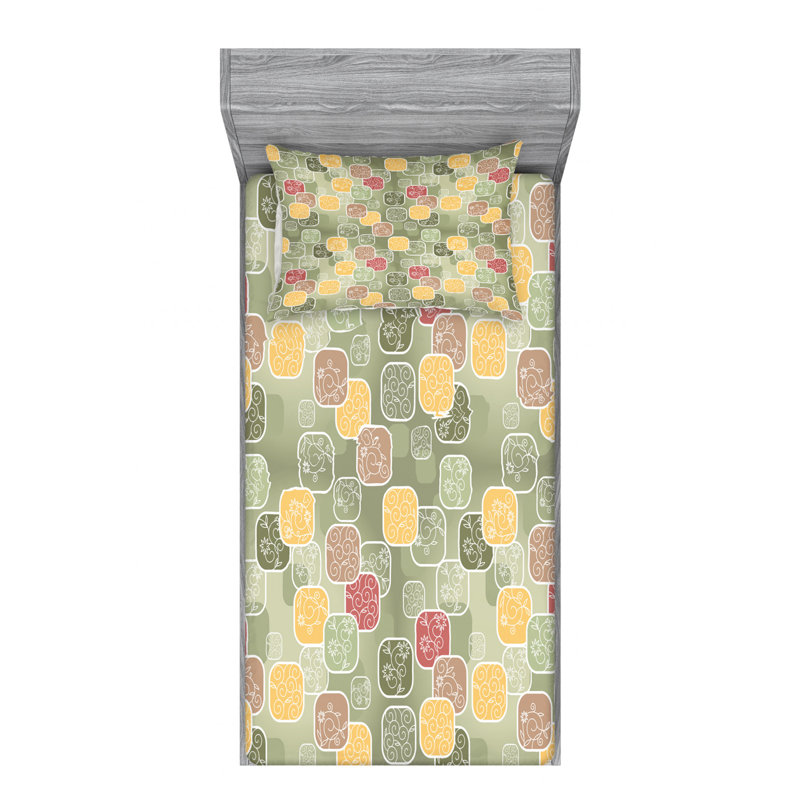 Microfiber Geometric Sheet Set, Twin Sheet Set + Fitted Sheet + 1 Pillowcase