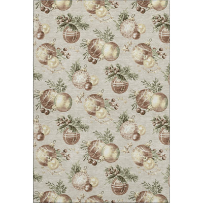 Premium Machine Washable Mayfield AMF1828 Christmas Balls Rug