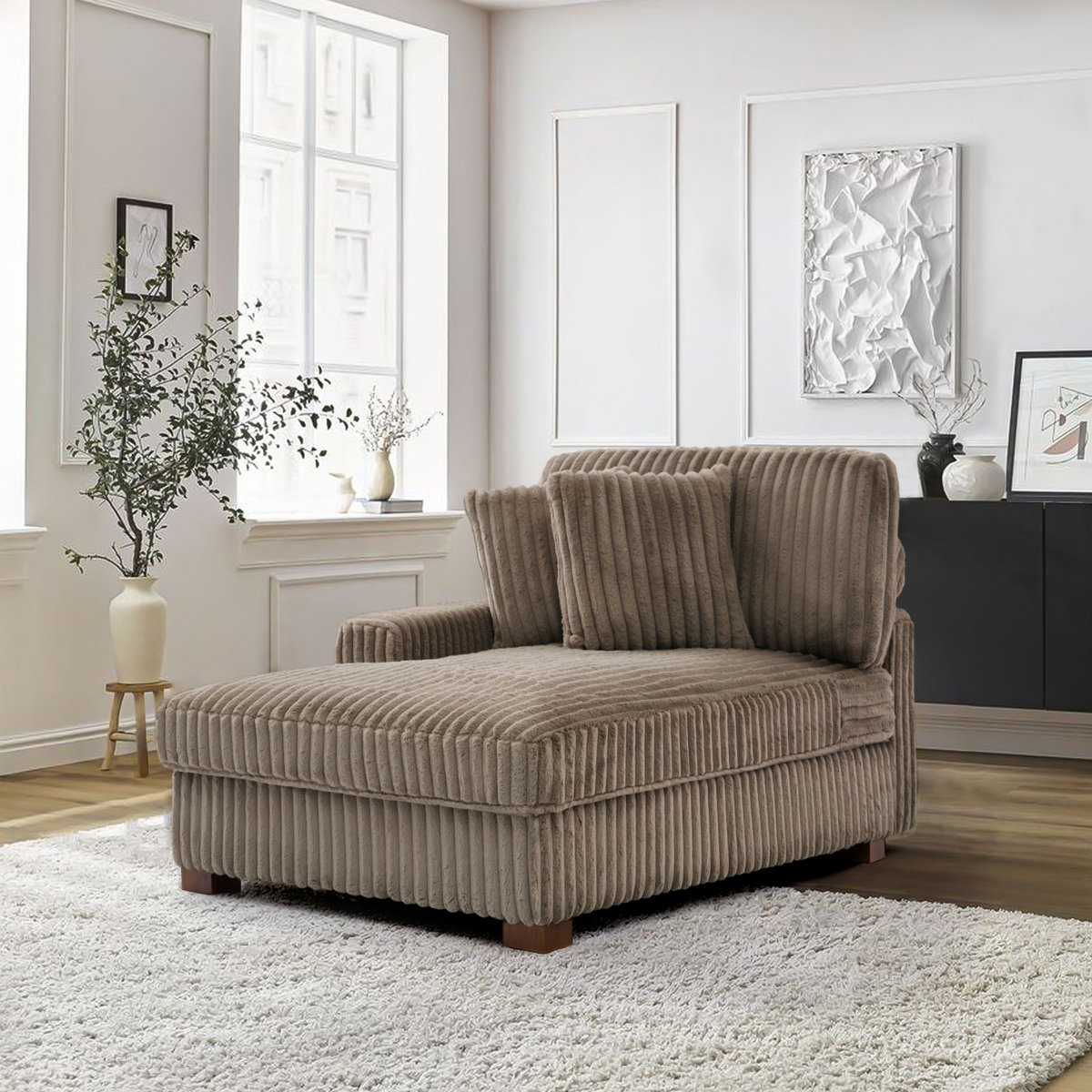 Blue Elephant Oversized Upholstered Faux Rabbit Fur Flannel Chaise ...