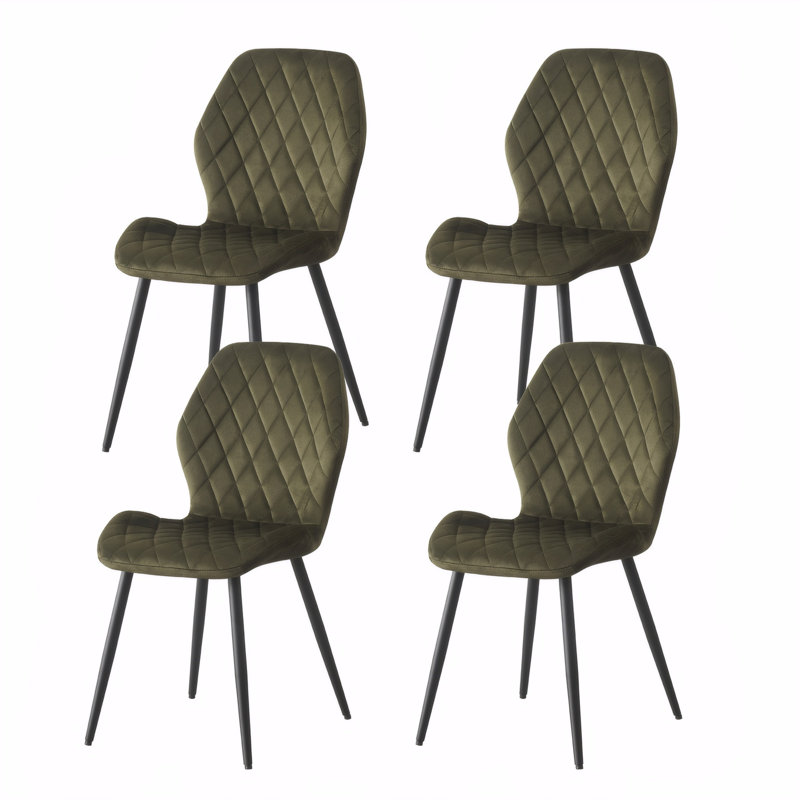 Norred Modern Velvet Dining Chair with Ergonomic Backrest, Set of 4, Sage Green