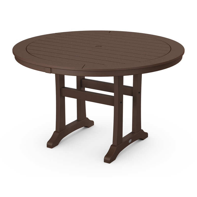 Nautical Trestle 48" Round Dining Table, Mahogany