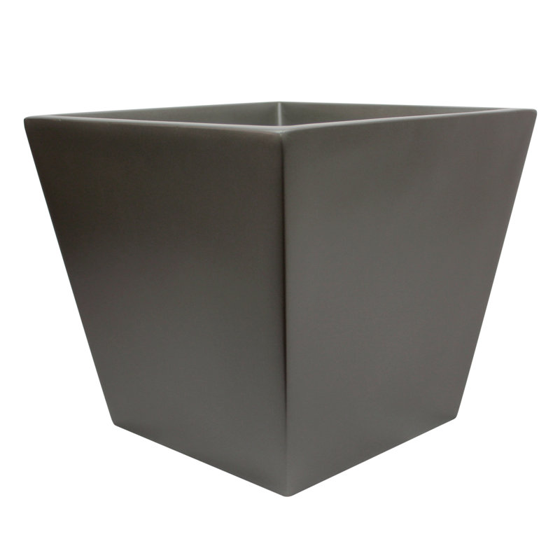Saratoga Square Tapered Planter Box, Gray, 13.25" H x 15" W x 15" D