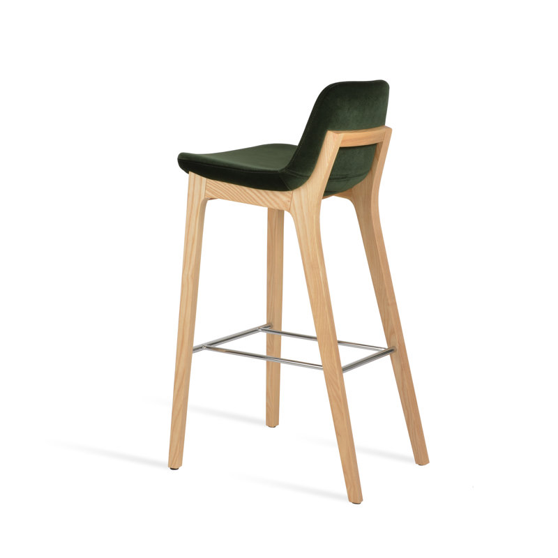 Tabouret de bar et de comptoir en bois de frêne naturel Pera, Outil de comptoir (siège d'une hauteur de 24 po), Vert V.