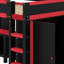 Structure de lit mezzanine moderne conçue avec une armoire intégrée, un poste de travail et des compartiments de rangement pour la tête de lit