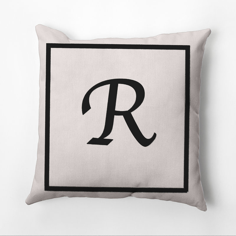 Reversible Throw Pillow, 16"x16", Flax/Black, R