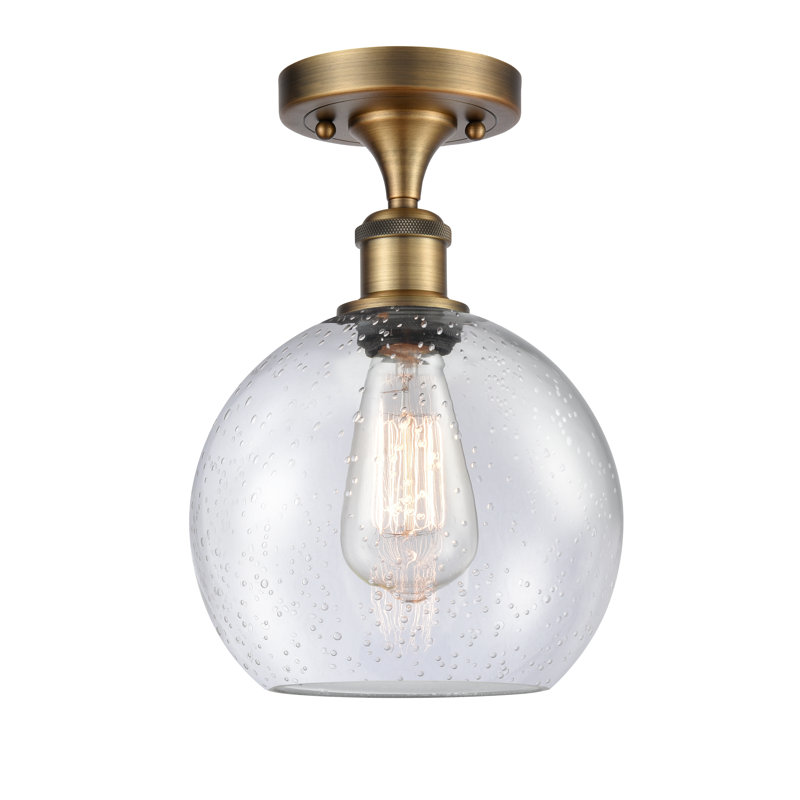Plafonnier semi-encastré 8 lumières Baptista, Laiton brossé, Grainé, 12'' H X 8'' W X 8'' D