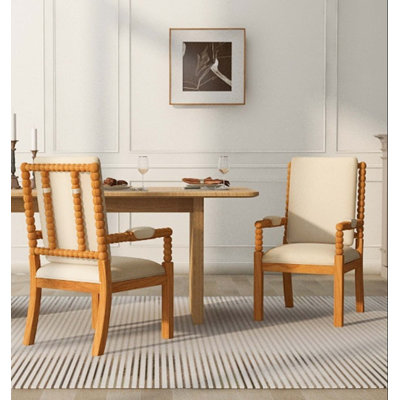 Set of 2 Solid Rubber Wood Dining Chairs with Ergonomic Upholstered Comfort