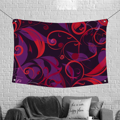 Floral Swirls Illustration Fabric Tapestry