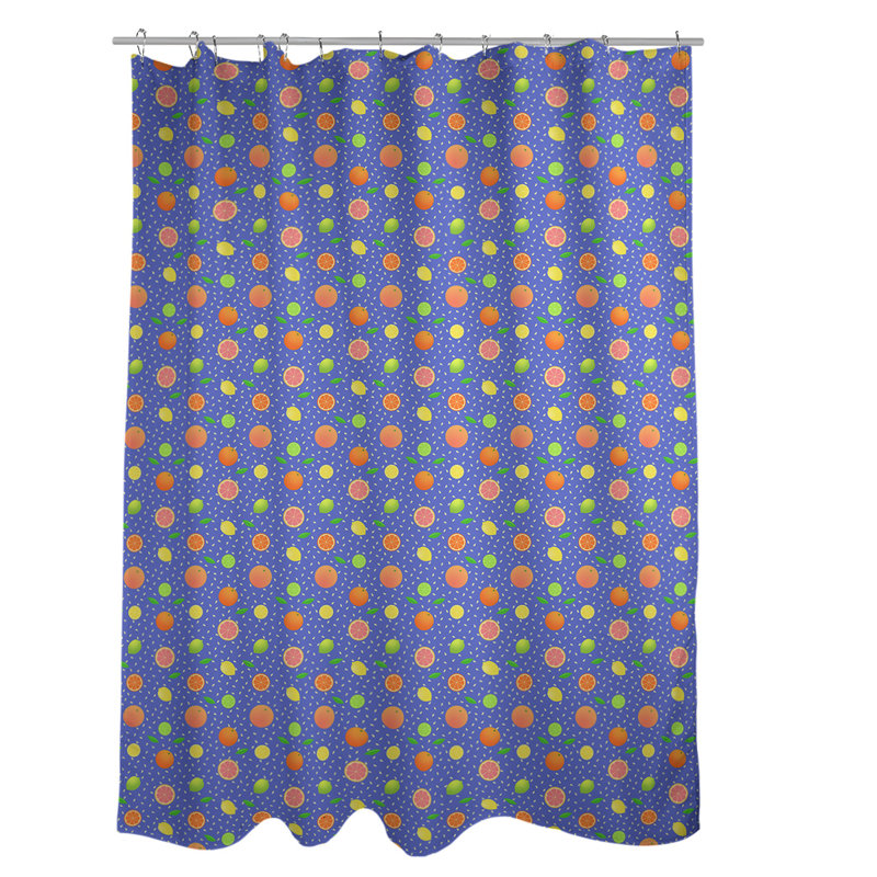 Rideau de douche simple Citrus fruit, Bleu