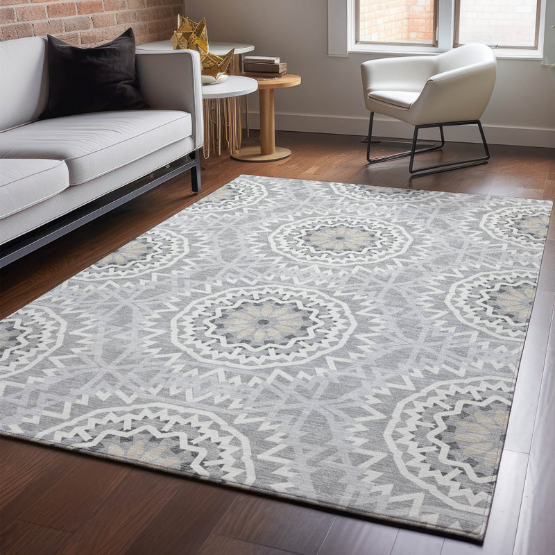 Premium Machine Washable Cerrito Gray Rug, Rectangle 2'6" x 3'10"