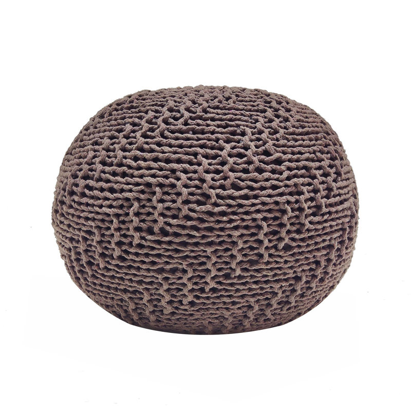 HAZEL POUF – Modern Round Knit Pouf with Eco-Friendly PET Yarn for Indoor and Outdoor Use.