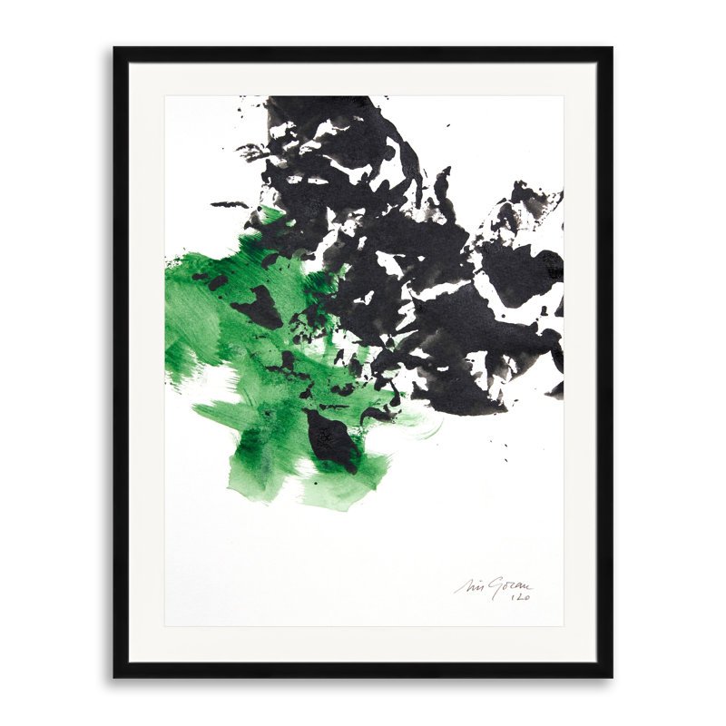 Green And Black #3 Print by Simona Gocan, Black Framed Paper, 30" H x 24" W