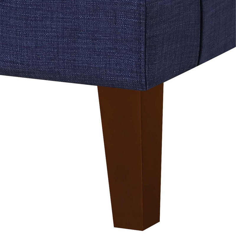 Fauteuil à oreilles rembourré Kemariya, Chenille bleu