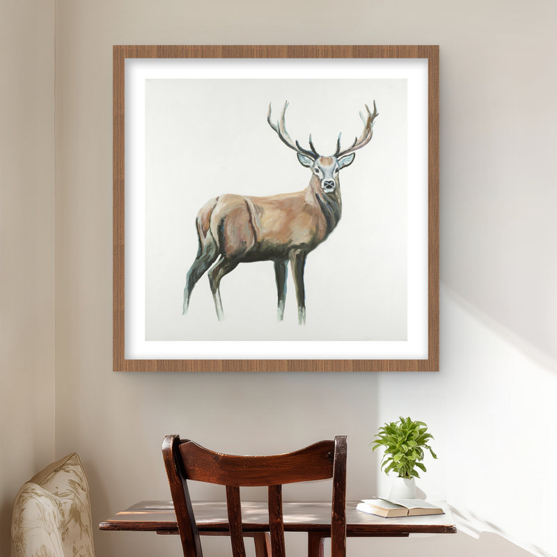 Cerf - beige mat scandinave, reproduction encadrée pour la décoration intérieure