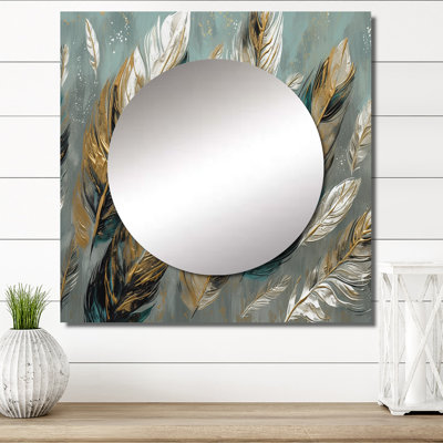 Ghiorghi - Miroir carré en plumes glamour pour décoration murale