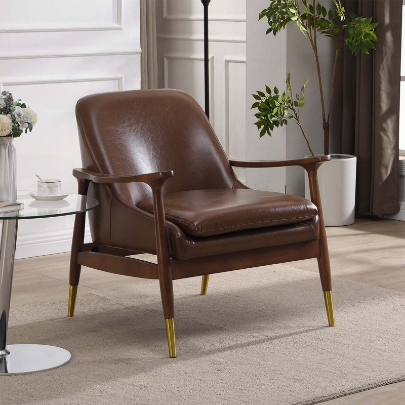 Charmant fauteuil d'appoint Mid-Century avec une conception durable et un attrait tendance, Marron foncé