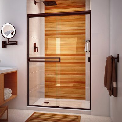 46'' - 48'' W x 70.375'' H Bypass Semi-Frameless Shower Door with Glass