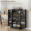 Organisateur de garde-manger 41 po, 12 étagères de porte, 5 tablettes réglables, noir, rangez vos tasses à café, étagère de cuisine, portes doubles, 5, réglables, noir pour le rangement de la batterie de cuisine