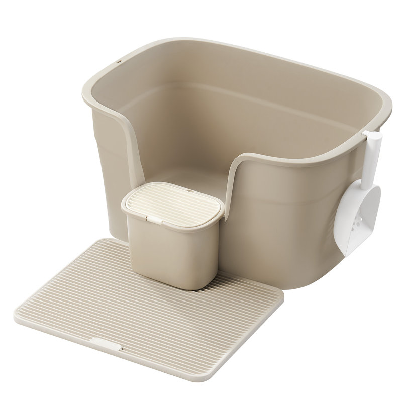 Polypropylene Litter Box with Scoop, Beige