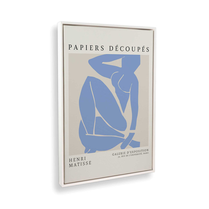 Blue Nude III Matisse, affiche d'art, H 18,75 po x l 12,75 po, Cadre flottant blanc opaque