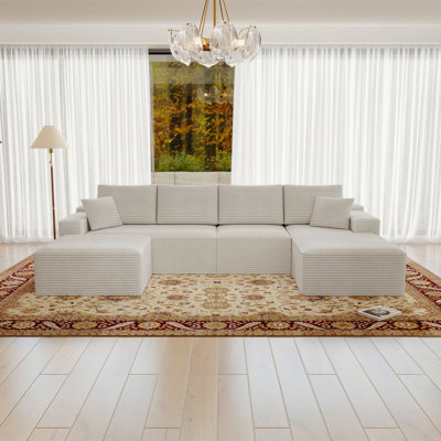 Siège de canapé modulaire 131,9 x 70,8 po, canapé rembourré et compressé pour le salon, la chambre à coucher, l’appartement, aucun assemblage requis, combinaison gratuite de 4 PC, tissu en velours côtelé moelleux