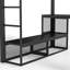 Grand lit mezzanine avec tablettes de rangement, lit mezzanine en métal avec tringle à vêtements et bureau, conception sans sommier nécessaire, noir