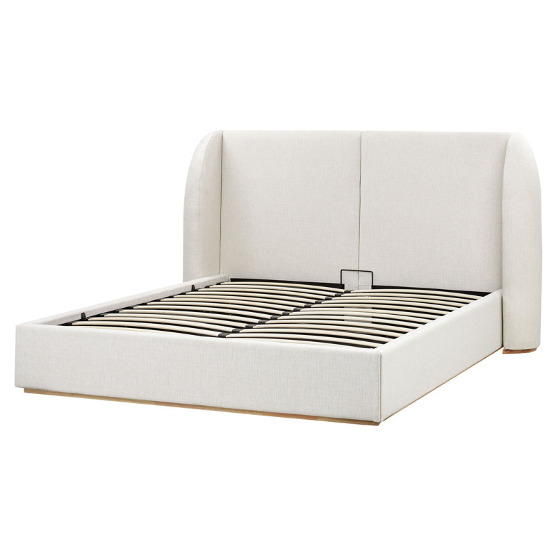 Ottoman Bed Fabric MONESTIER, European Kingsize (160 x 200 cm), White
