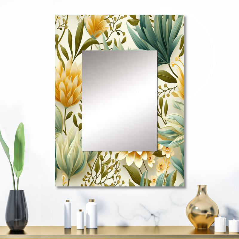 Décoration murale Subdued Oasis Boho - miroir floral, 32 po x 24 po