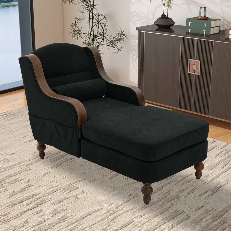 Chaise longue d'intérieur en chenille, Noir