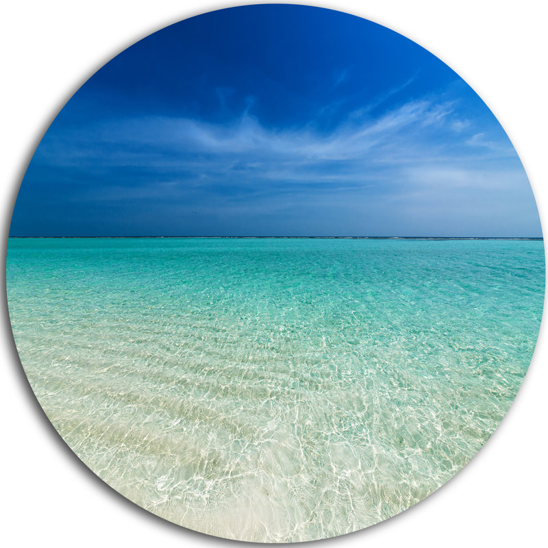Photographie « turquoise océan under blue sky », H 23 po x l 23 po x P 1 po, Métal métal