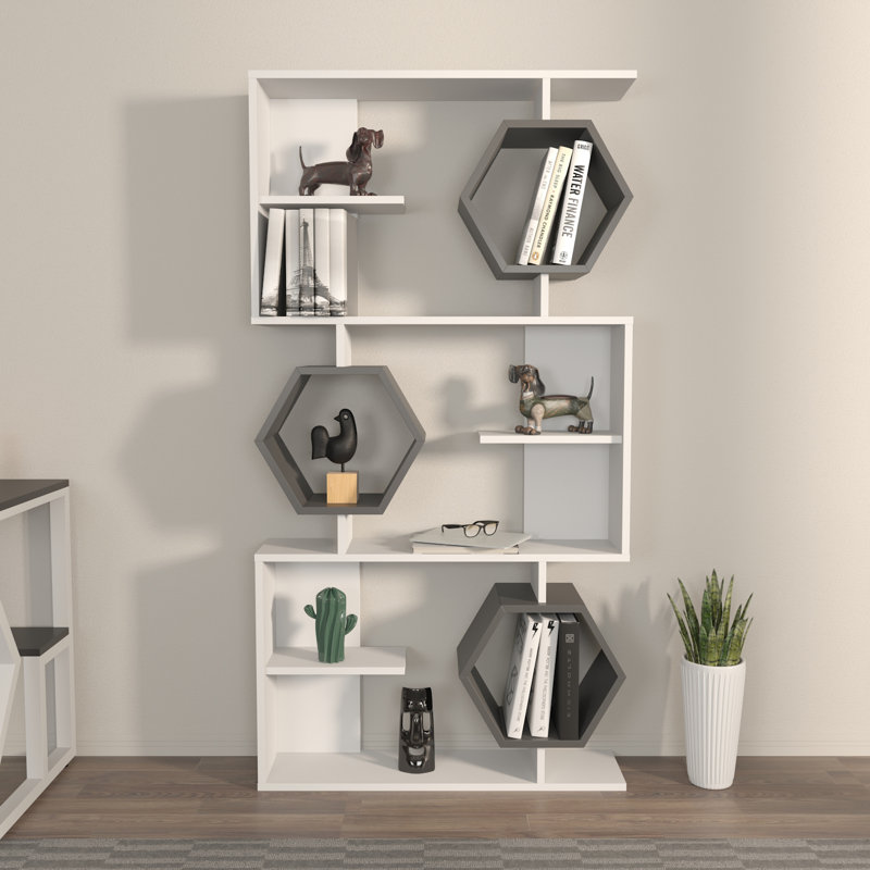 Lile 171cm H x 90cm W Bookcase, White/Black