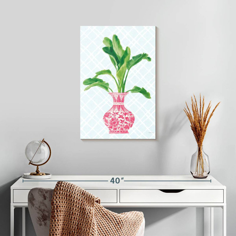 Harnek Palm Chinoiserie I - rose, H 24 po x l 16 po