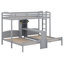Lit superposé simple au-dessus de simple et simple avec bureau et tablettes de rangement, lit superposé triple 3 en 1 avec lampe de lecture à DEL-566961093