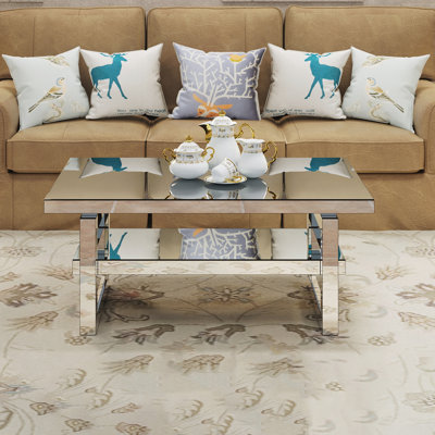 Modern square luxury coffee table home tempered glass tea table living room balcony simple table simple small apartment