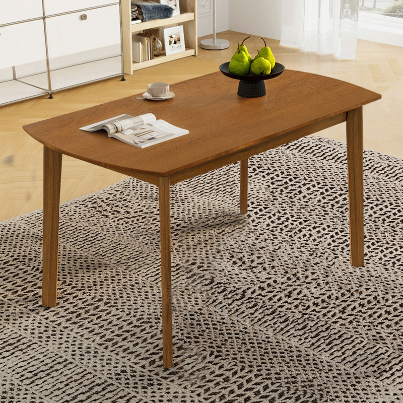 Mid Century Modern Dining Table, Solid Wood Kitchen & Dining Room Table for 4, Minimalist Table for Dining Room, Rectangular Dinette Table, Easy Assembly