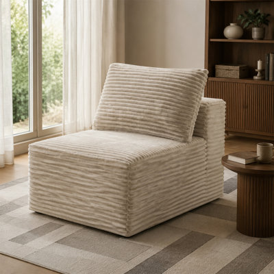 Fauteuil d'appoint, canapé modulaire, aucun assemblage requis, canapé compact, design sur pied, canapé en velours côtelé doux, style Mid-Century moderne, brun clair