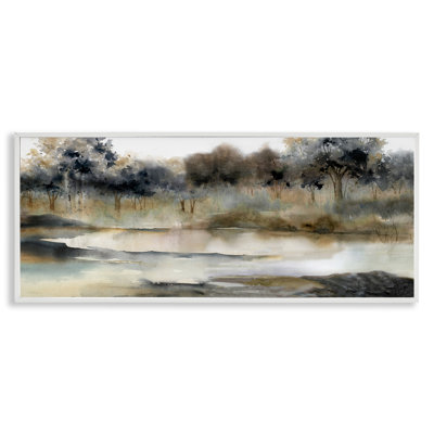 " Trees By Lakeside Landscape " by Carol Robinson Painting Print